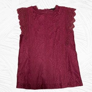 CABLE & GAUGE Size M Lace Cap Sleeve Blouse